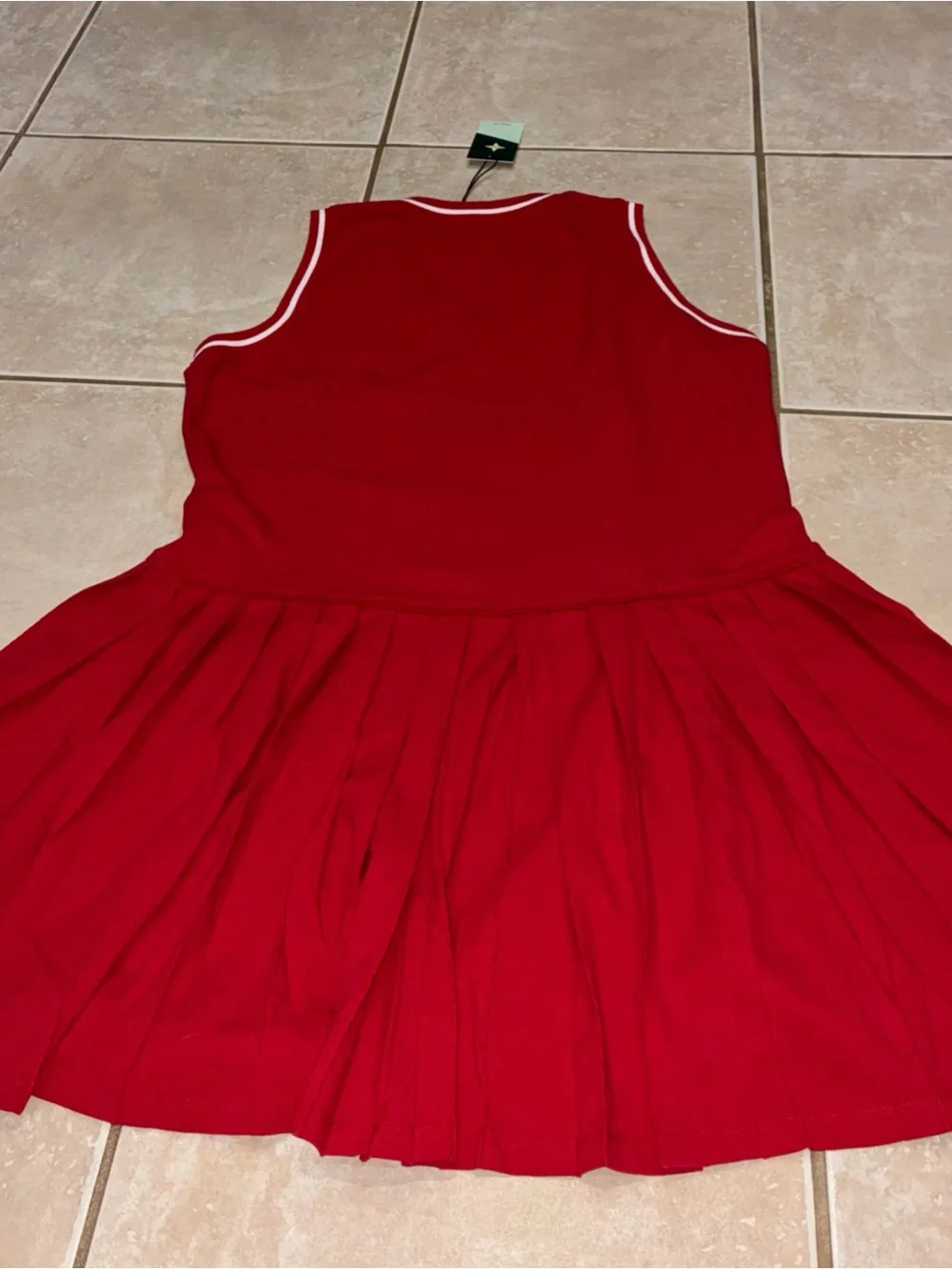 Tuckernuck Red Sleeveless V-Neck Midi Dress Red with White Trim XXL